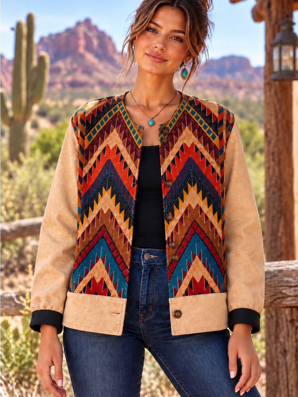 Handmade Guatemalan Cotton Jacket L Boho Southwestern Tribal Artisan Woven